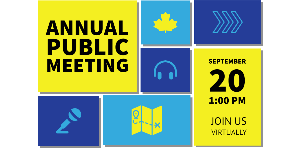 Banner promoting Accessibility Standards Canada's annual public meeting on September 20, 2022 at 1 pm.