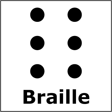 The fourth symbol is the symbol for braille. There are two parallel lines of three dots aligned vertically. 