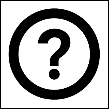 The tenth symbol is used to indicate a place to find information. There is a question mark inside a circle.