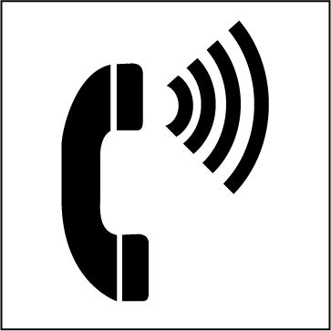The ninth symbol is used to indicate volume control telephones. There is a telephone receiver with curved vertical lines coming from the earpiece to indicate sound. 