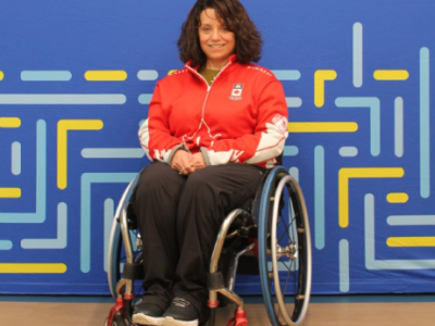 Portrait of Collinda Joseph. She is in her wheelchair.